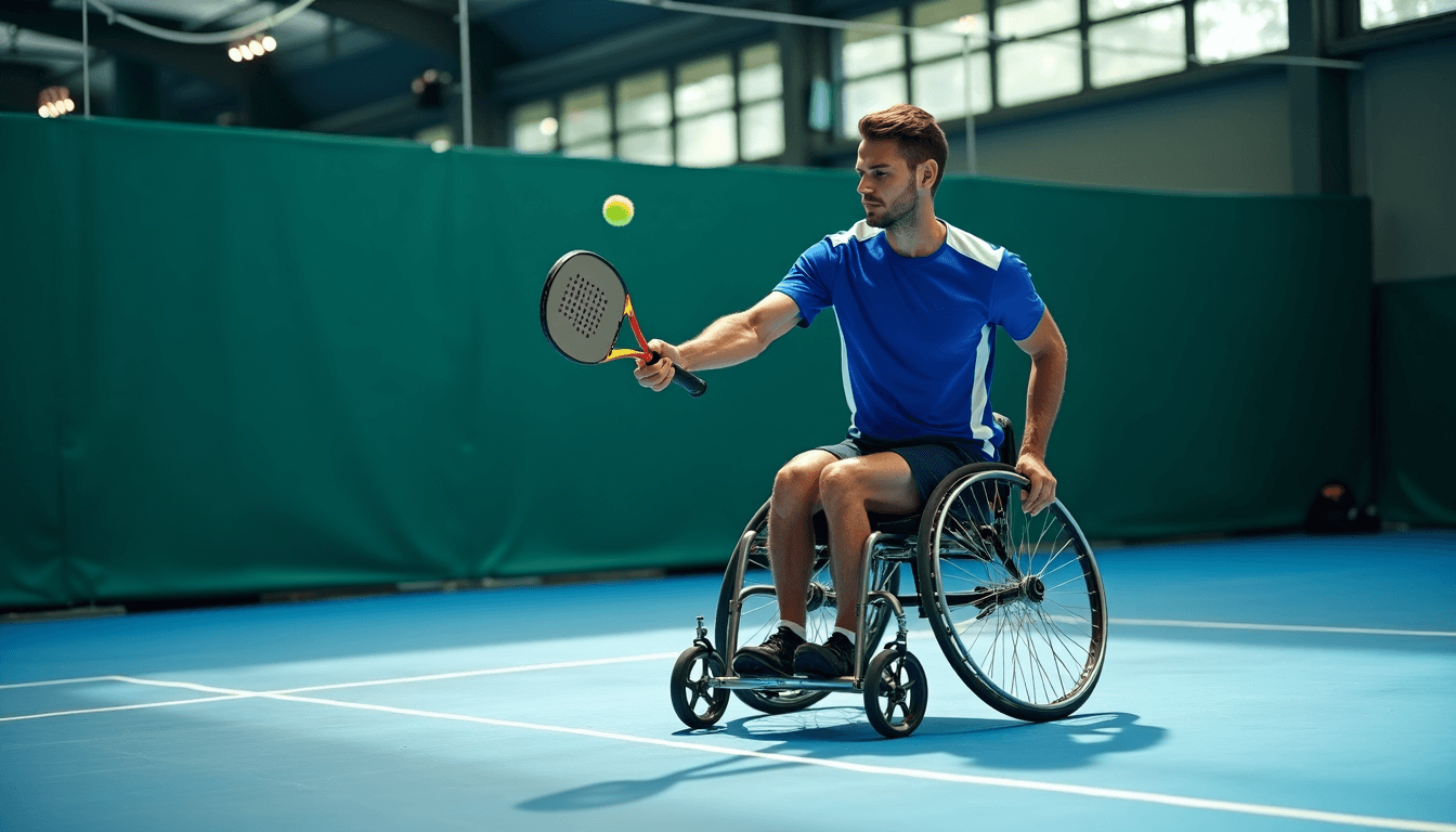 Personne jouant au padel en fauteuil roulant